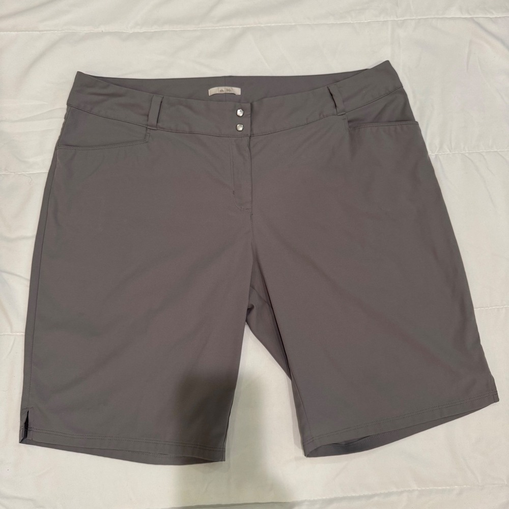 Adidas Mens Golf Shorts Grey Performance Activewear Sz 16 Regular Fit 10" Inseam